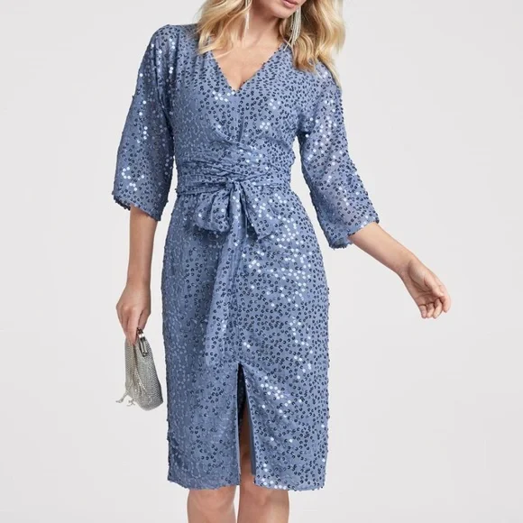 slim fit dress slacks Twist-Front Sequin Dress main image 0
